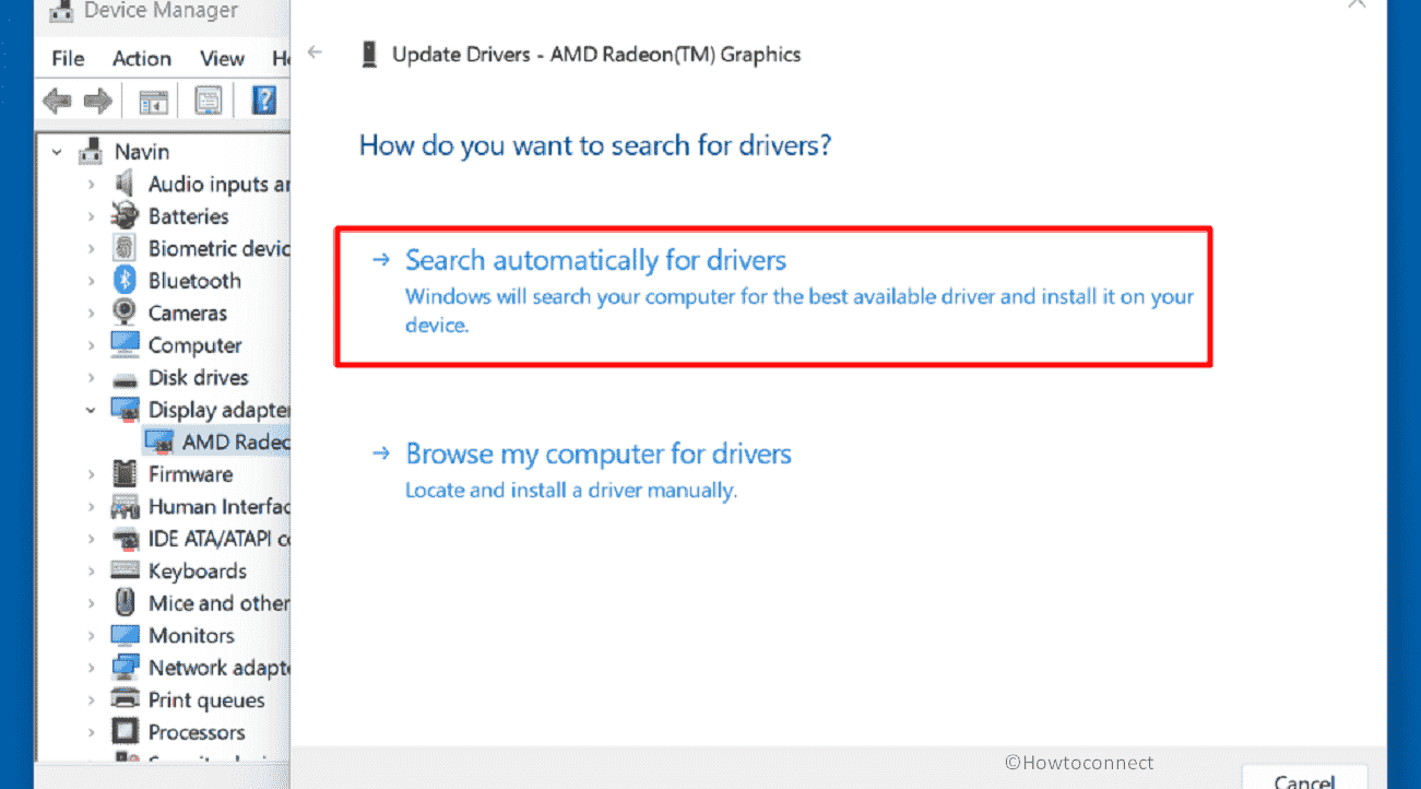 Windows will search your computer for best available driver and install it on your device