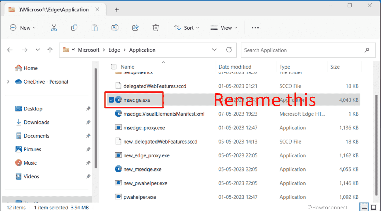 rename msedge.exe programs and files application folder in the
