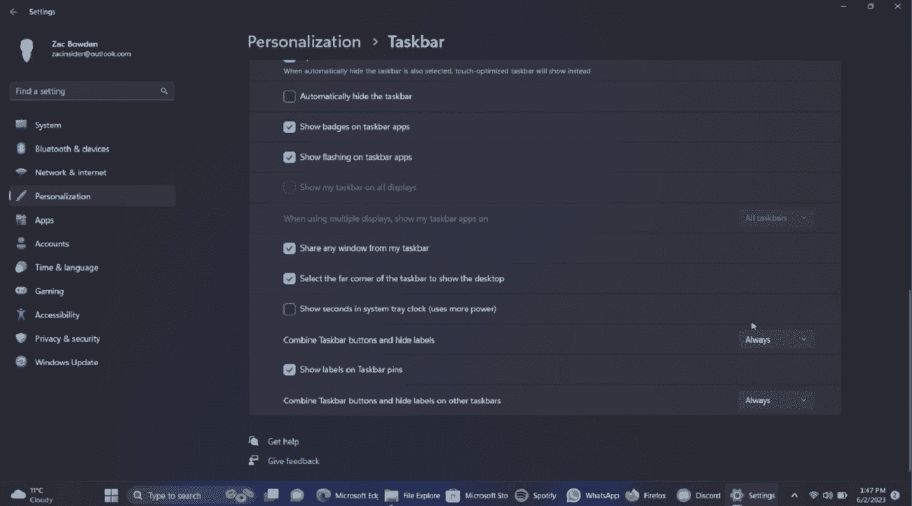 Taskbar Ungrouping Windows 11 23H2
