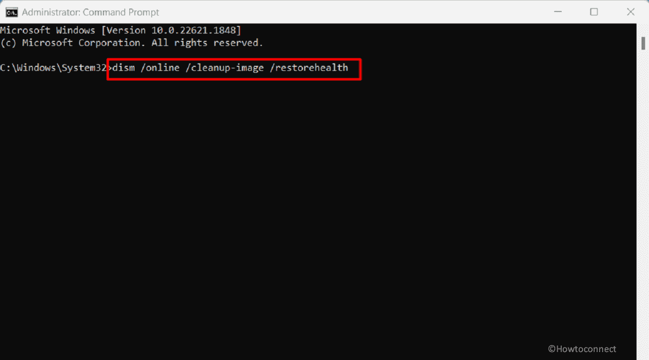 dism command line utility running on the command prompt