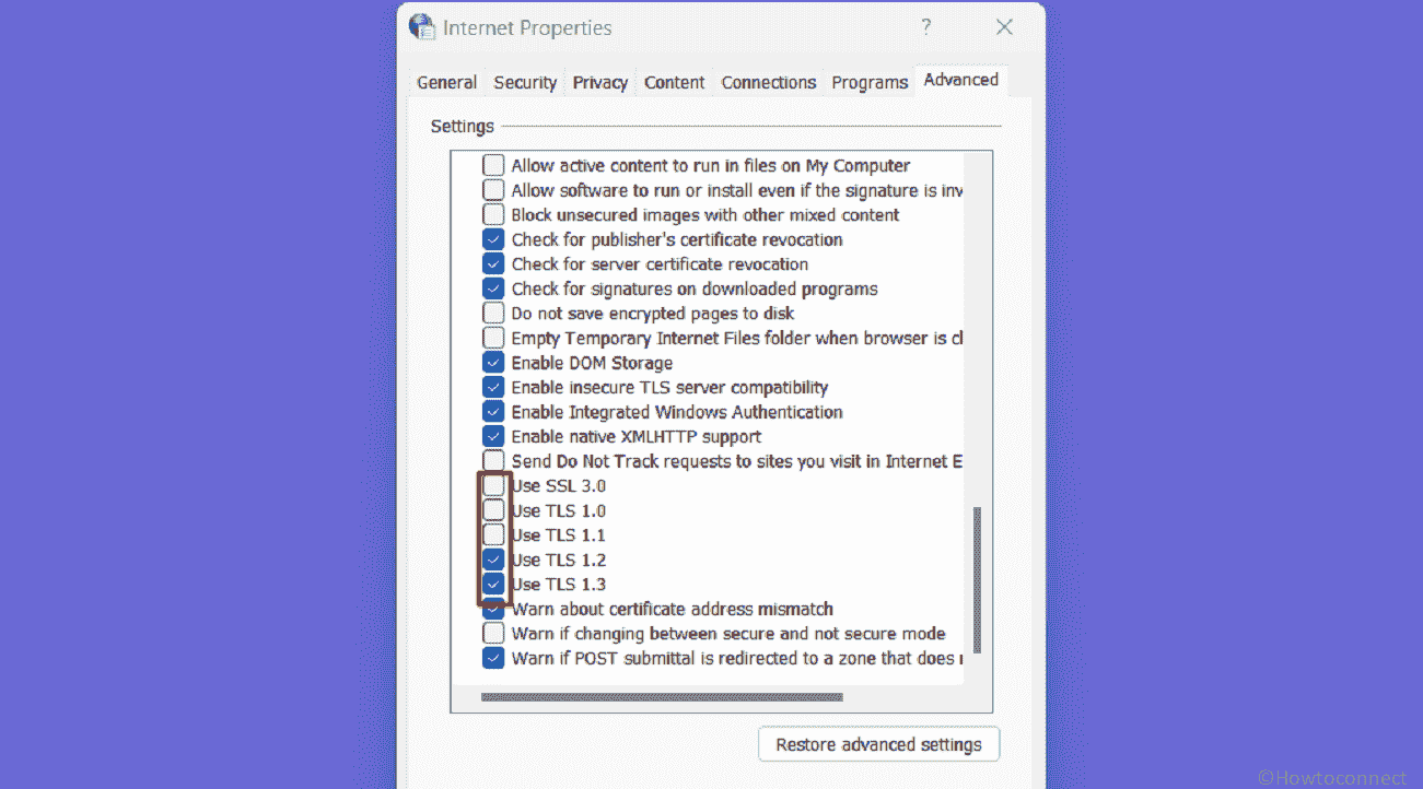 Disable SSL 3.0 and TLS 1.0 and 1.1