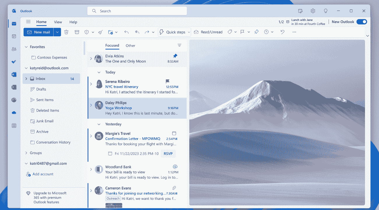 new outlook in Windows 11 Insider Preview Build 25915