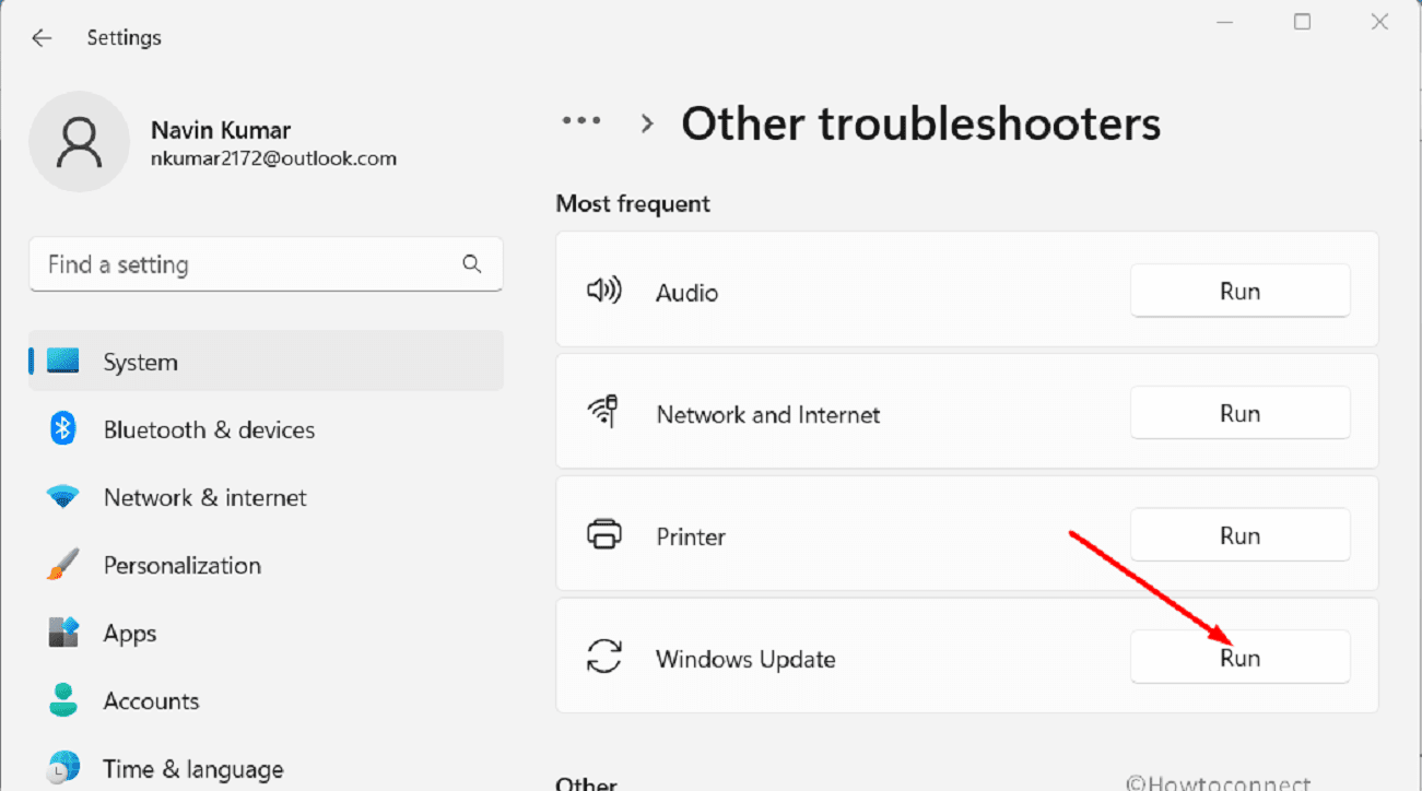 Troubleshoot using the default troubleshooter from Windows Settings