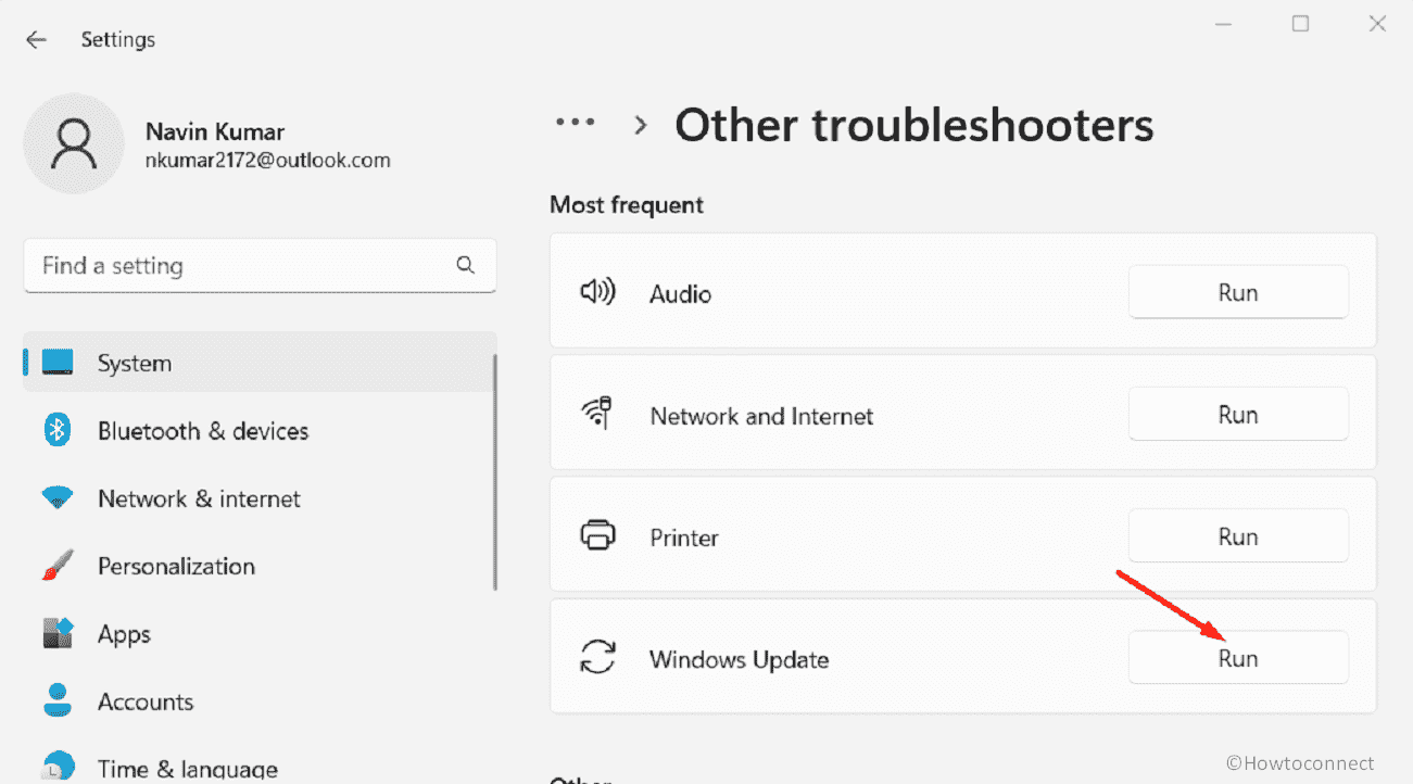 Use the default Windows update Troubleshooter