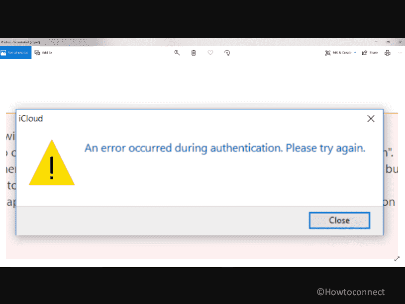 An error occurred during authentication