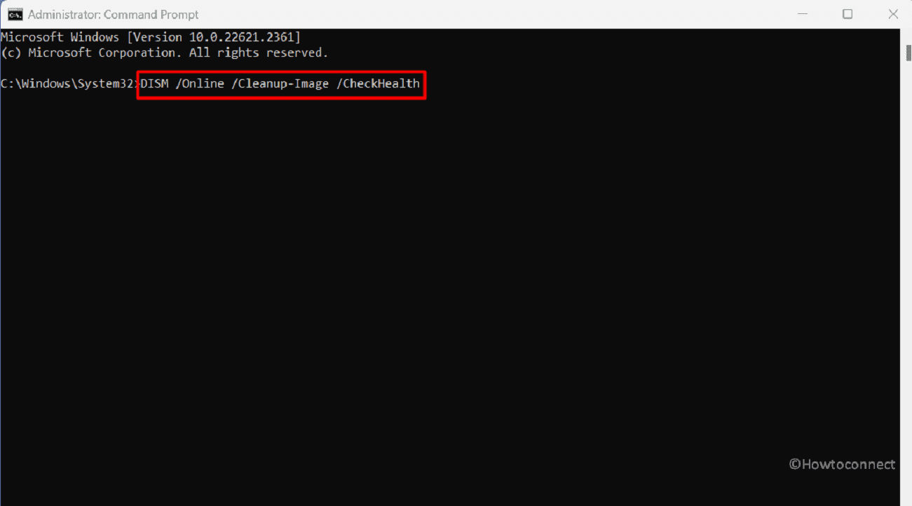 DISM /Online /Cleanup-Image /CheckHealth running on command prompt