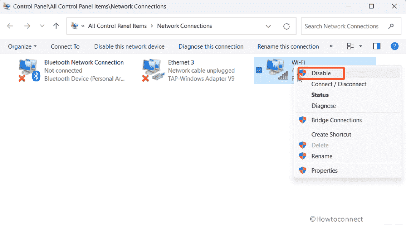 Disable and Enable Network connection