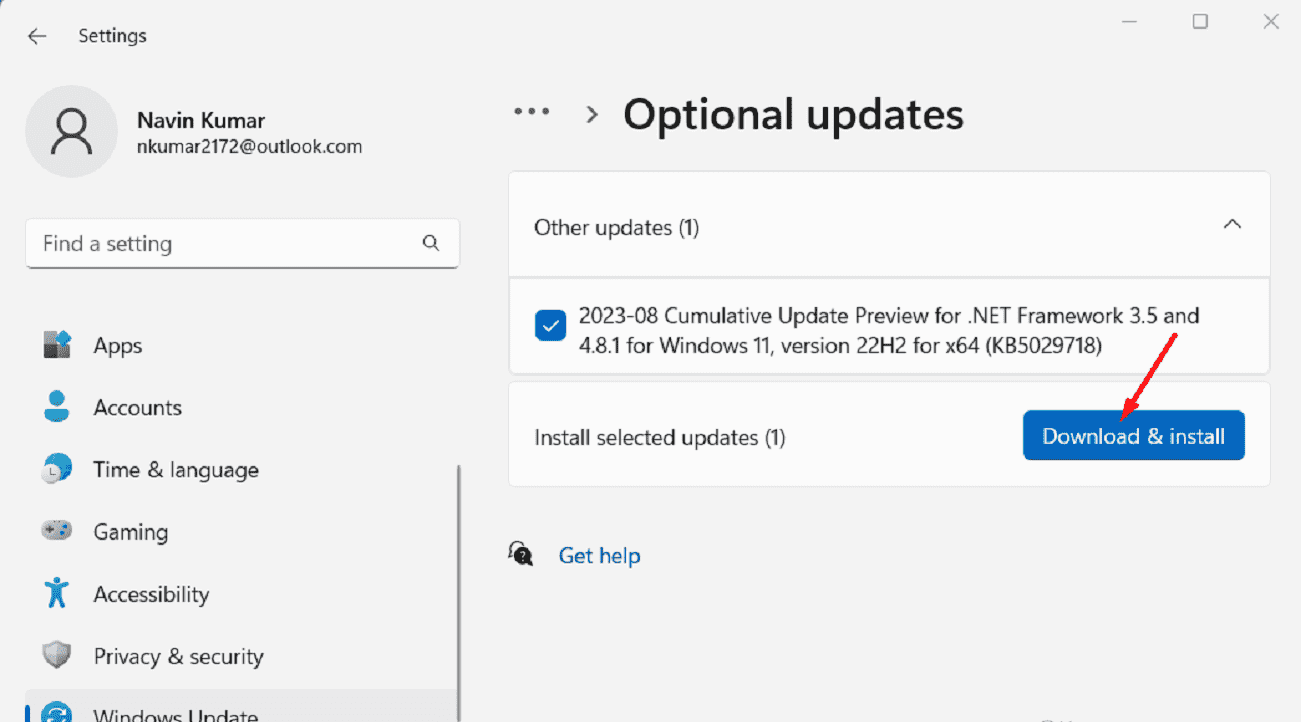 Update Windows including all optional updates
