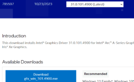 Intel driver 31.0.101.4900