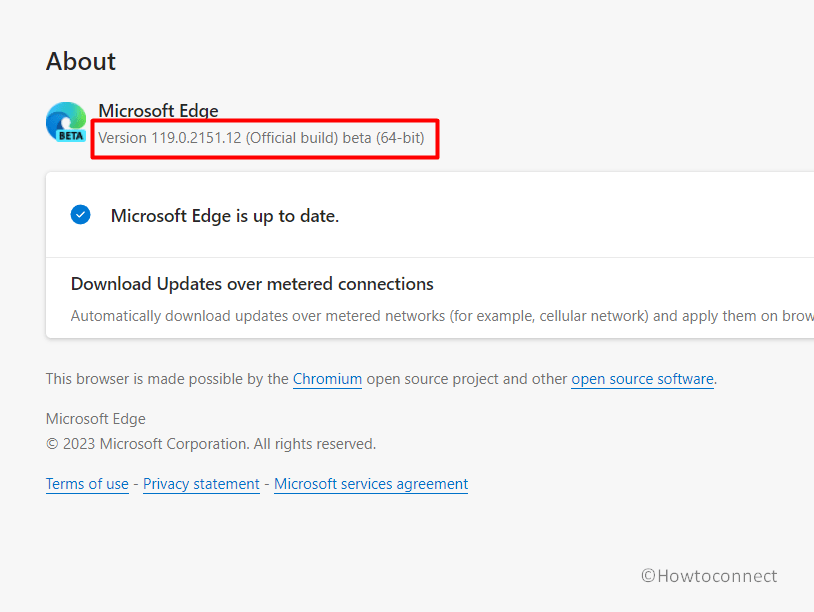 Microsoft Edge Beta 119.0.2151.12