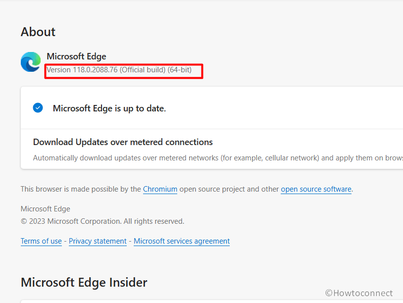 Microsoft Edge Version 118.0.2088.76