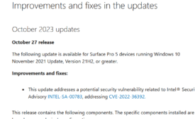 October 2023 Firmware updates for Surface Pro 5th generation