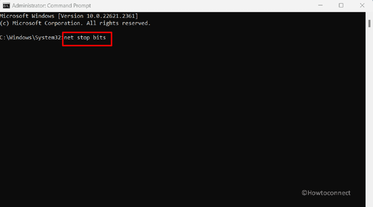 Reset the Windows Update Components using the cmd command net stop wuauserv