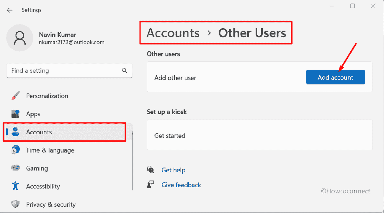 Settings accounts other users add account