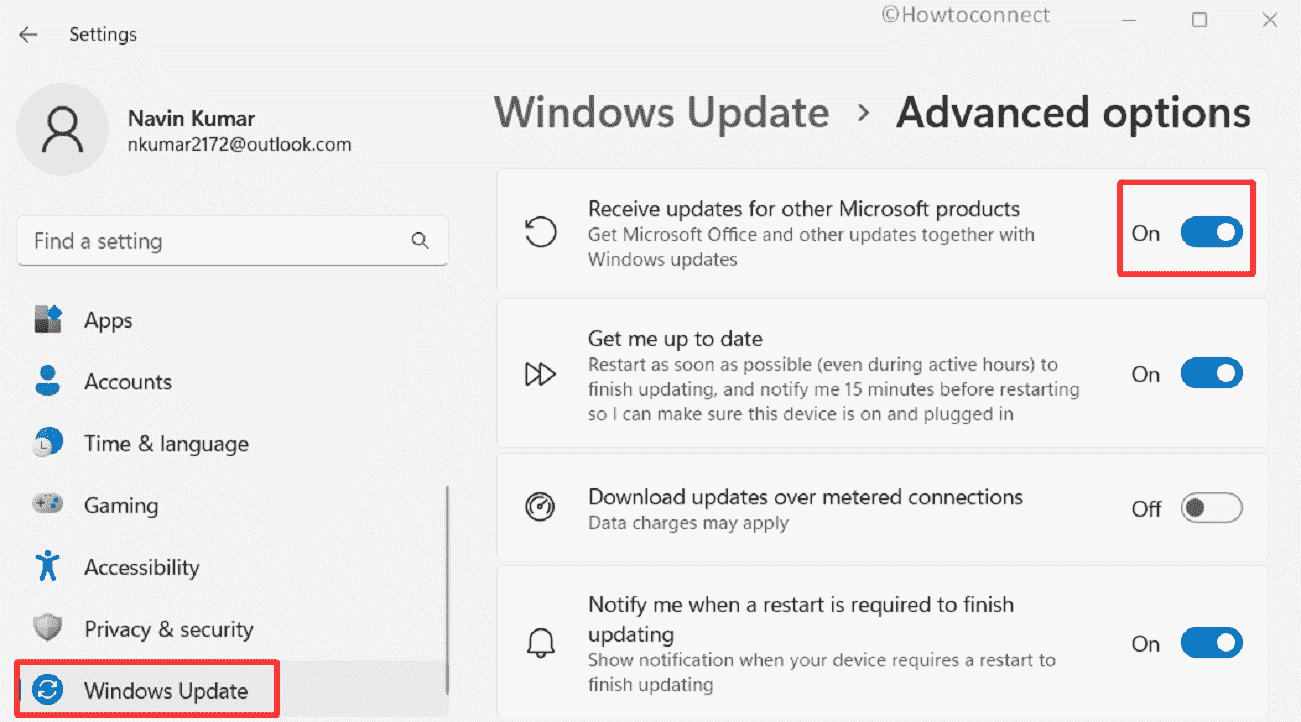 Settings windows update receive updates for other microsoft products