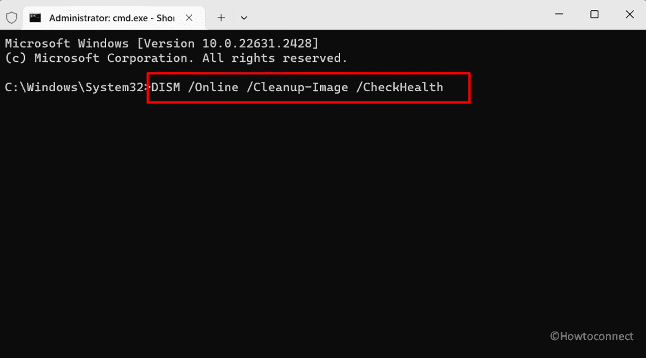 dism command line tool executing in command prompt