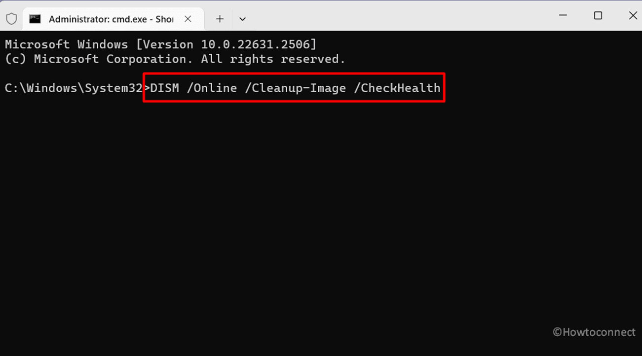 dism running on command prompt as administrator