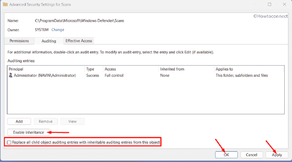Fix An error occurred while applying security information in Windows