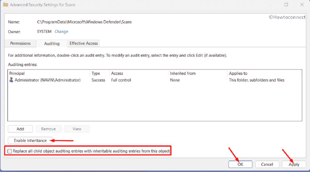 Fix An error occurred while applying security information in Windows