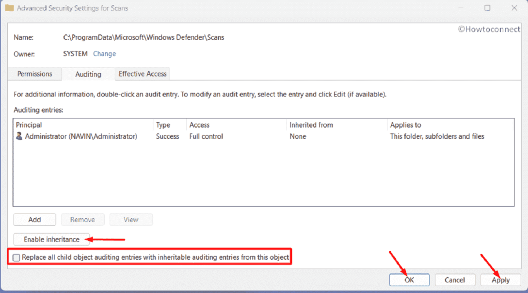 Fix An error occurred while applying security information in Windows