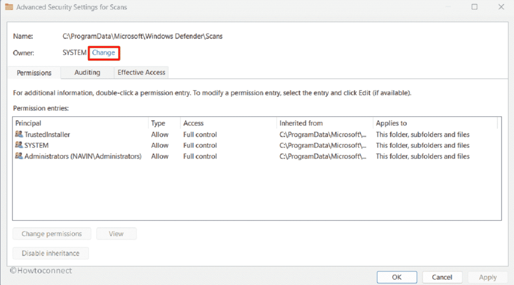 Fix An error occurred while applying security information in Windows