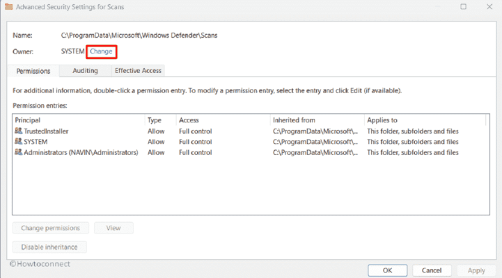 Fix An error occurred while applying security information in Windows