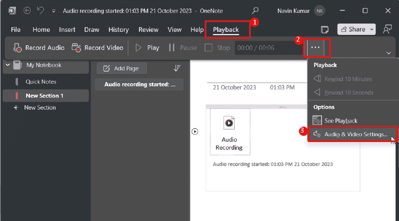 how to fix OneNote Recorded Audio not working in Windows.