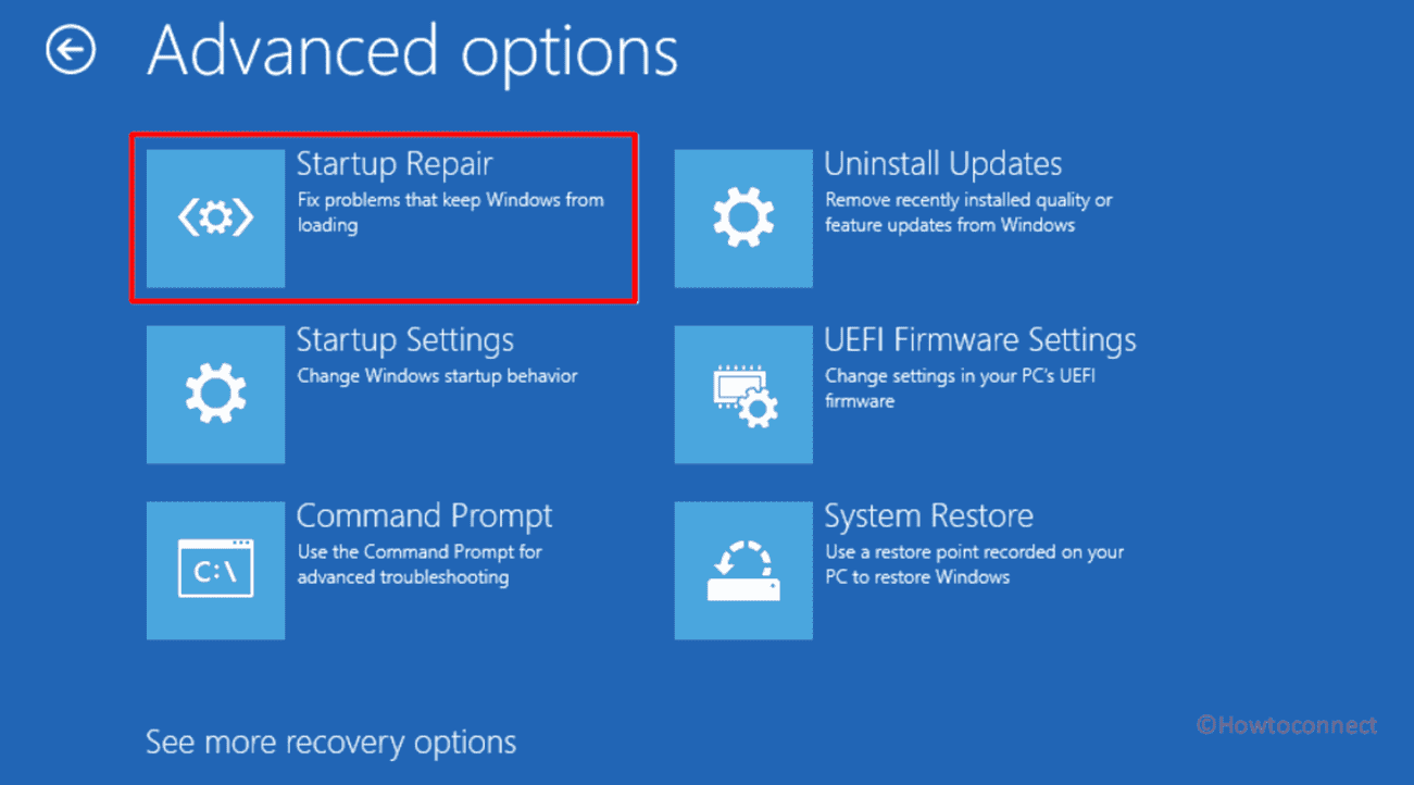 advanced options startup repair