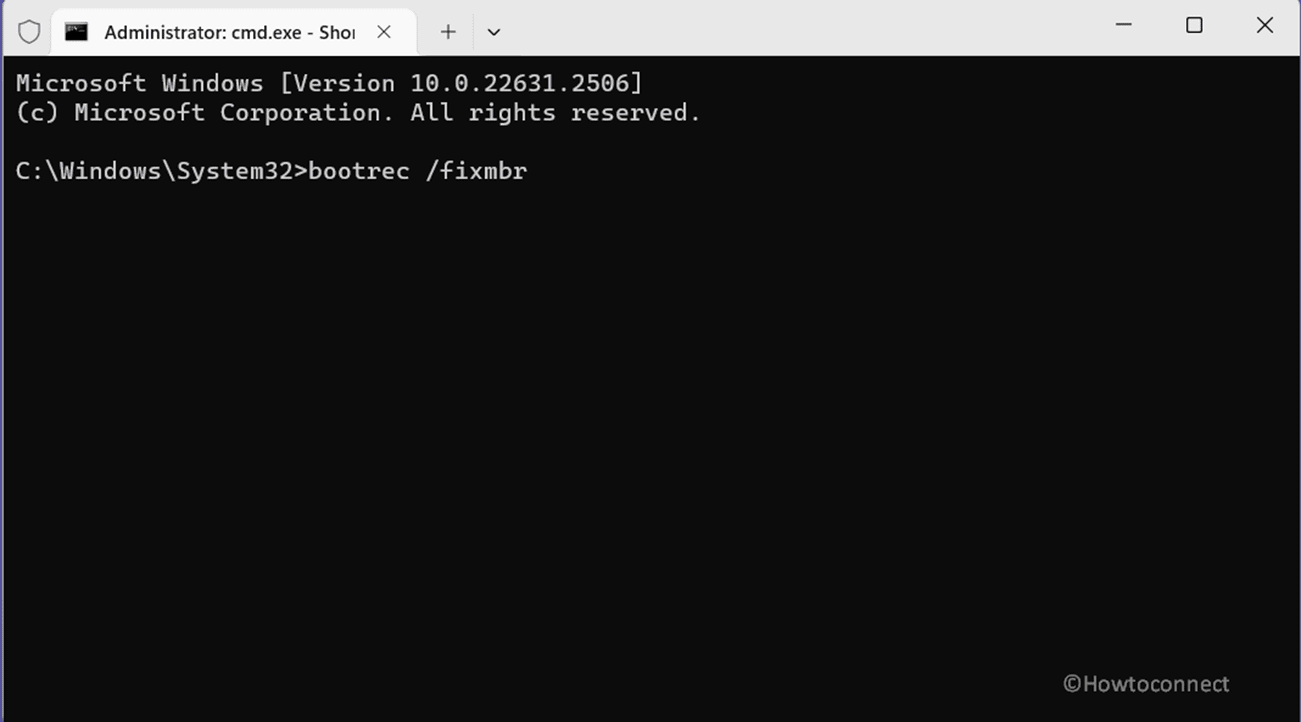 bootrec fixmbr in command prompt