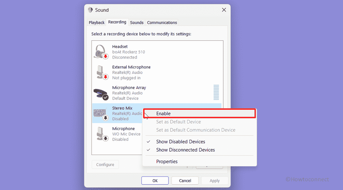 how to fix Stereo Mix not Working in Windows 11