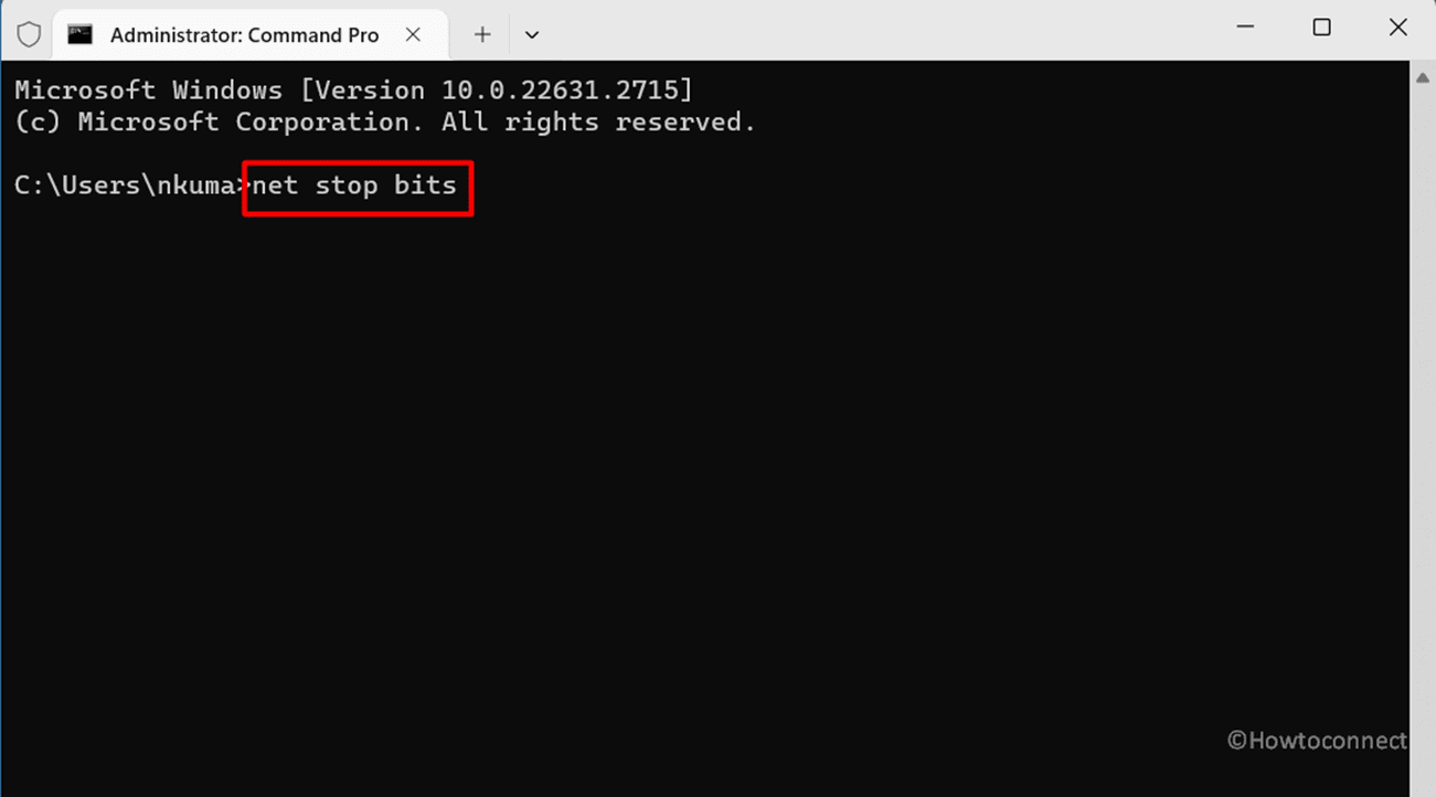 net stop bits in command prompt admin