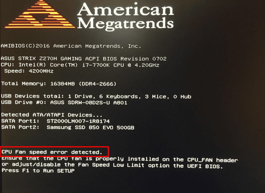 CPU Fan Speed Error Detected