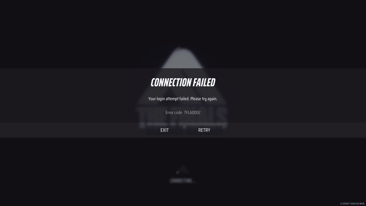 The Finals error code TFLA0002