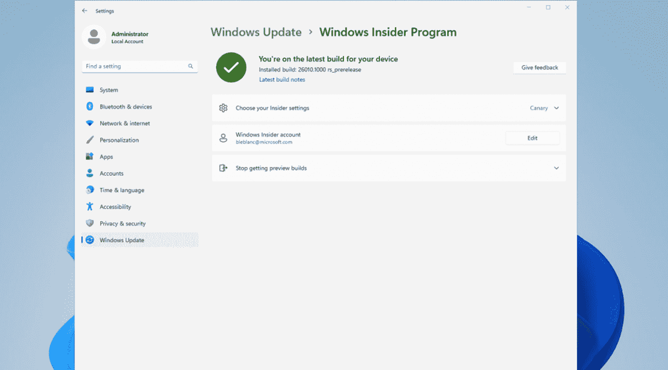 Windows 11 server preview settings