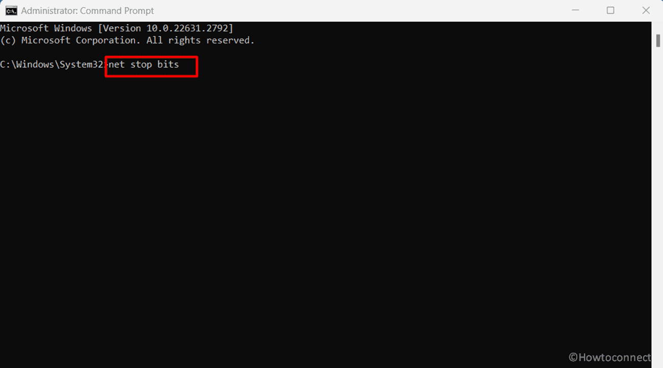 net stop bits in command prompt
