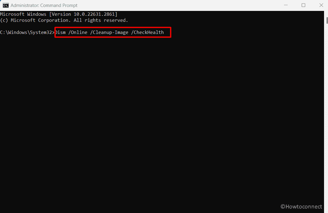 run dism scan on command prompt with administrative privilege