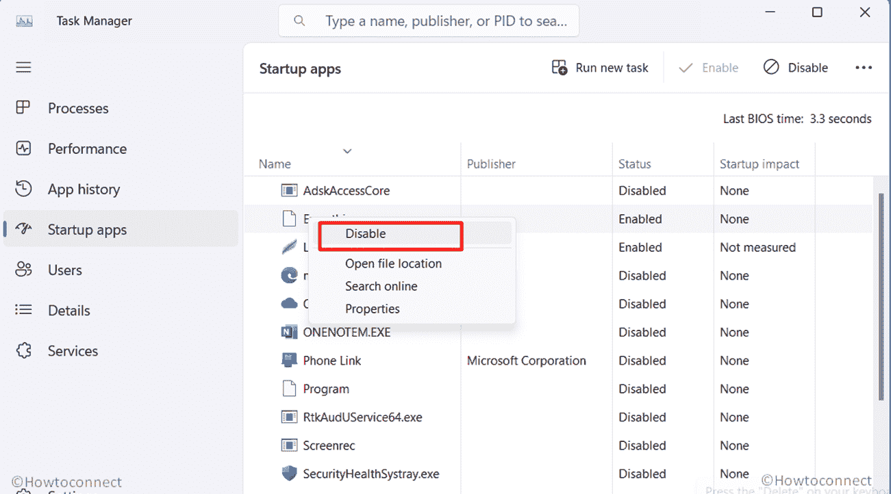 startup app disable task manager context menu