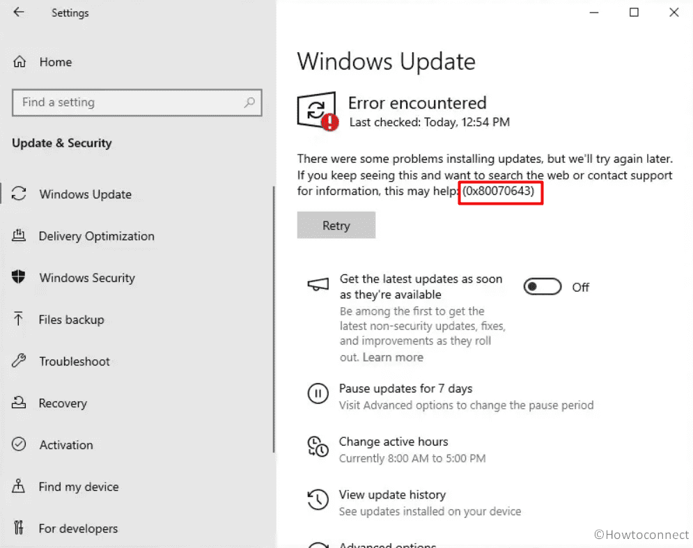 KB5034441 failed to install Error 0x80070643