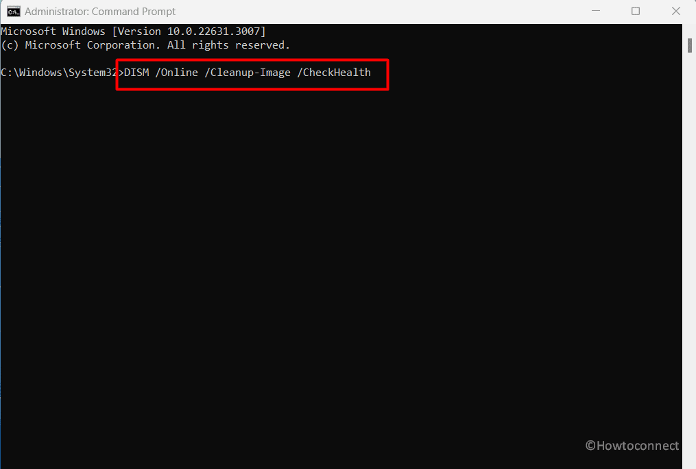 command prompt with DISM restore health command