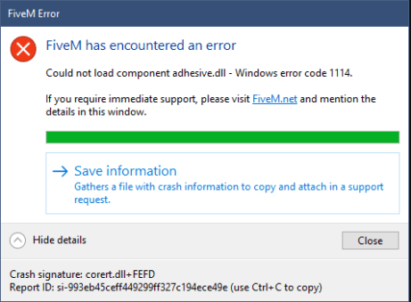 Could Not Load This Video Image Fix FiveM Could Not Load Component Adhesive.dll in Windows 11/10