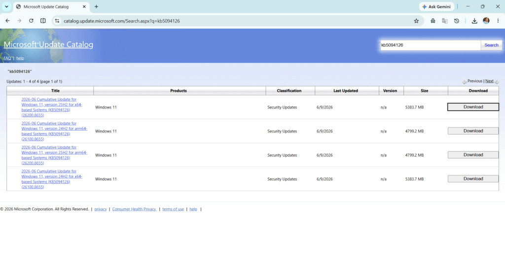 KB5094126 Microsoft Update Catalog