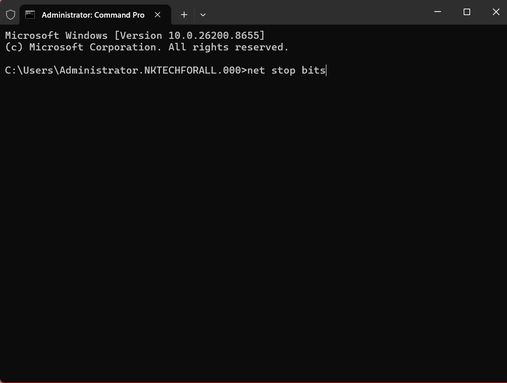 Resetting Windows Update components