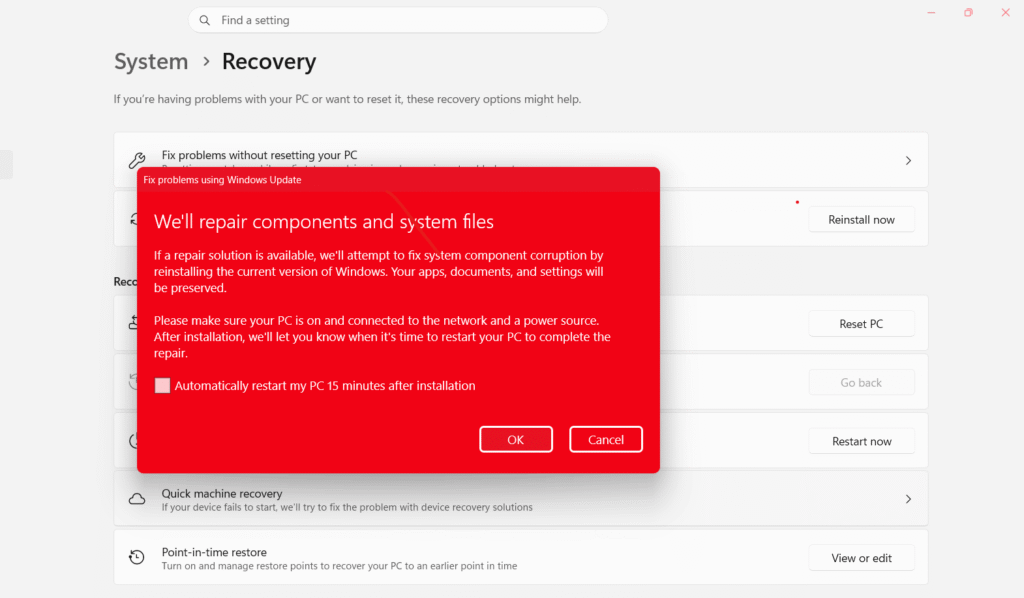 fix problems using windows update
