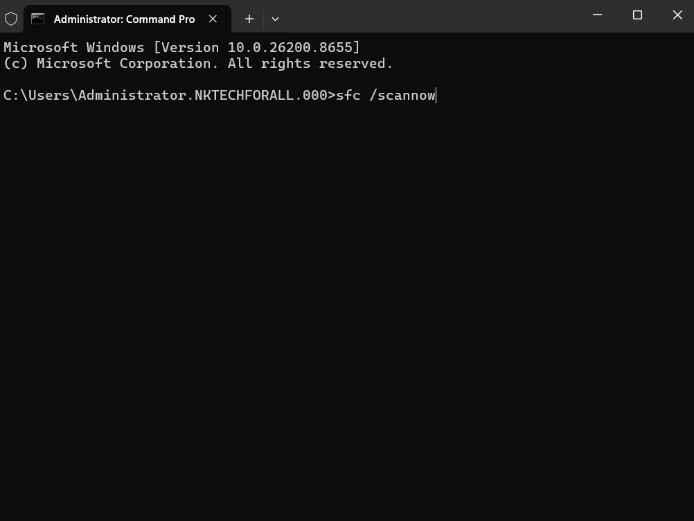 sfc scannow on command prompt