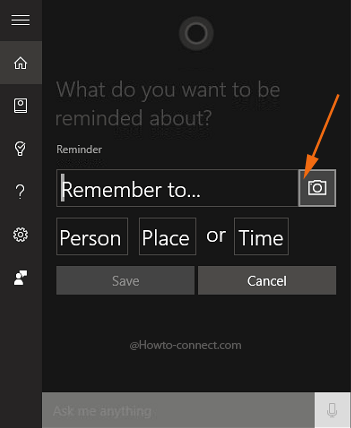 Reminder interface Camera button