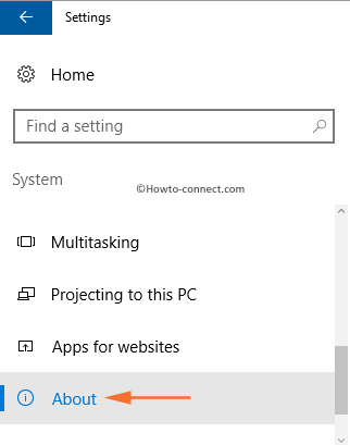 About tab System settings interface
