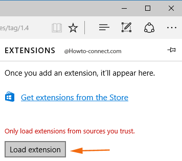 Load extension button Extension panel