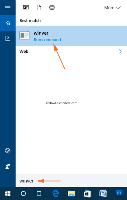 winver command Cortana search