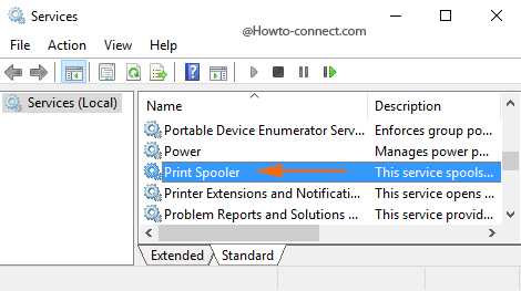 Print Spooler Services console
