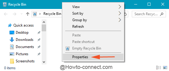 Right click Recycle Bin and pick up Properties